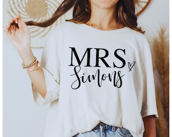 Honeymoon Shirt,Custom Mrs.Shirt, Personalized Gift for Bride, Wife Shirt, Gift for Bride, Fiance Shirt, Engagement Gift, Bride Shirt