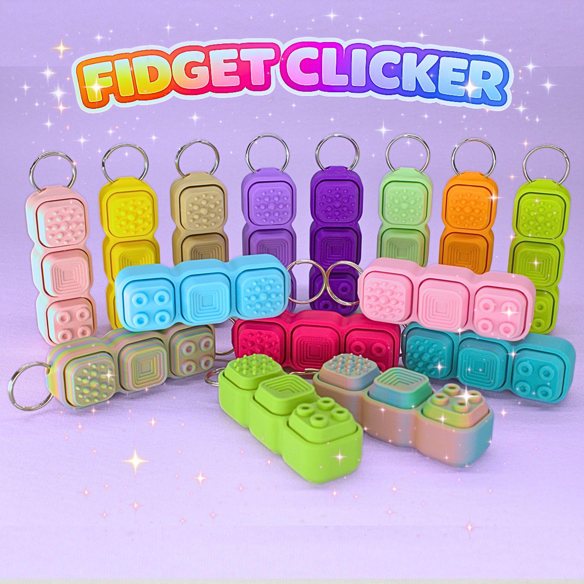 3D Printed Fidget Clicker Keychain – 3 Textured Keys, Click or Silent ...