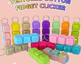 3D Printed Fidget Clicker Keychain – 3 Textured Keys, Click or Silent Option & Free Accessory