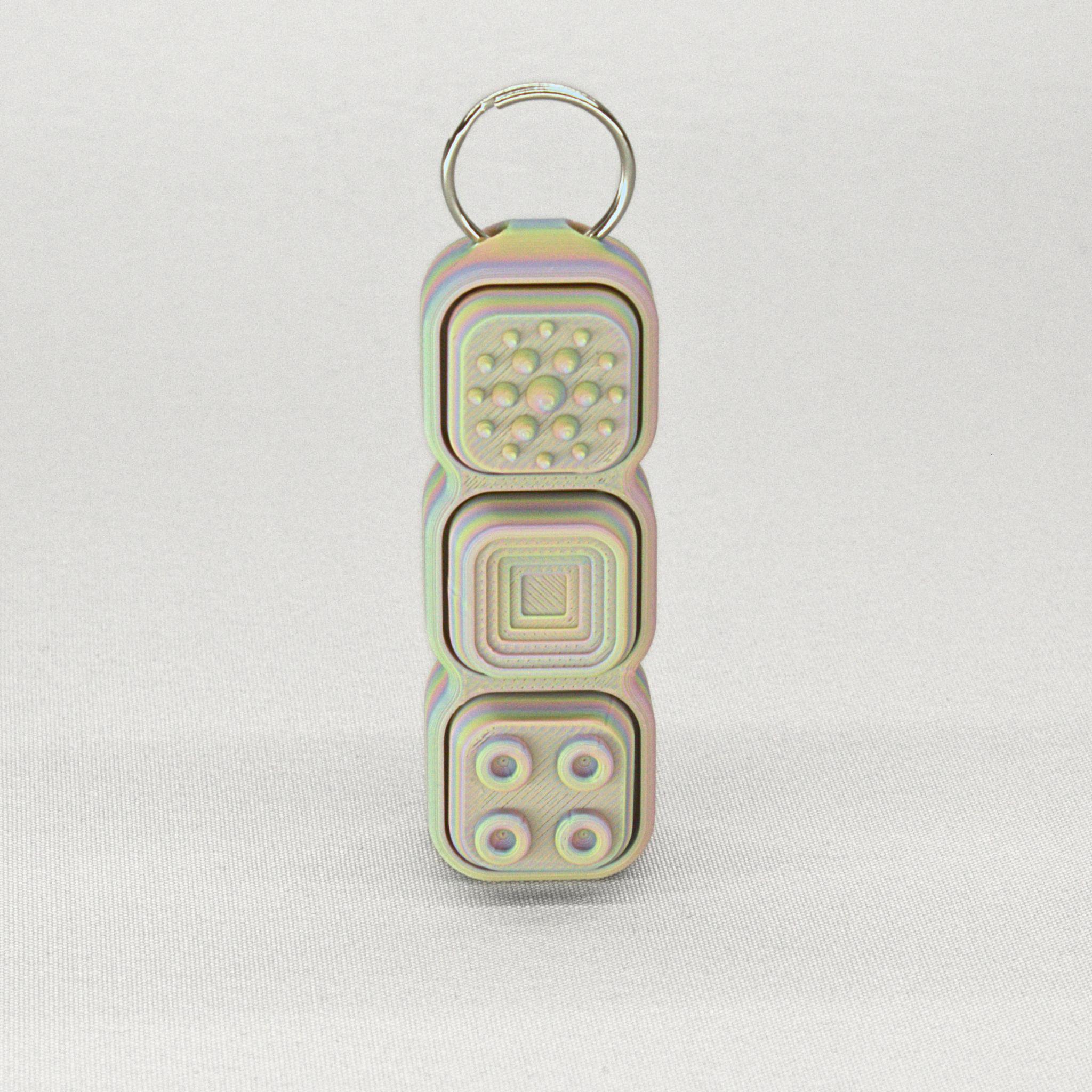3D Printed Fidget Clicker Keychain – 3 Textured Keys, Click or Silent ...