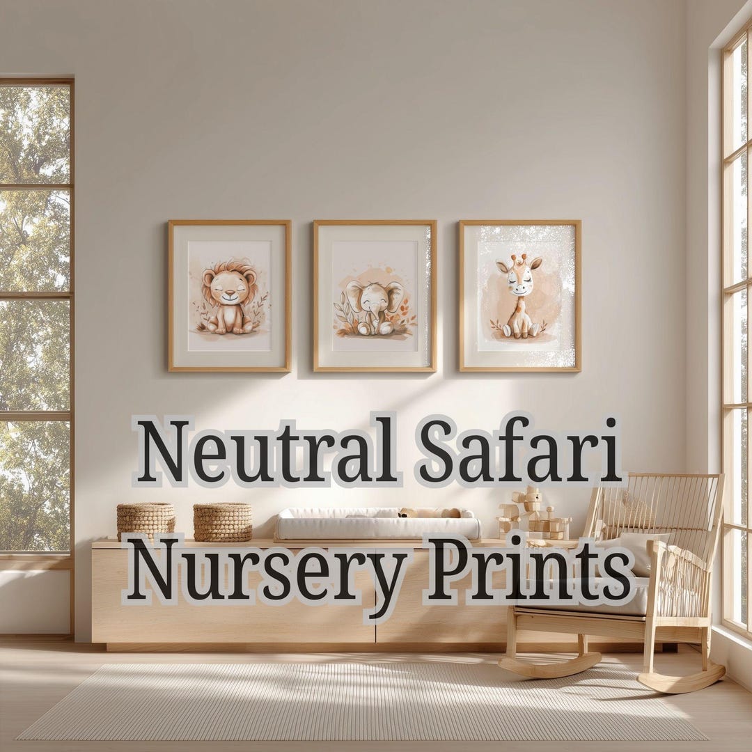 Neutral Safari Nursery Animal Wall Art Printable, Beige Safari Nursery ...