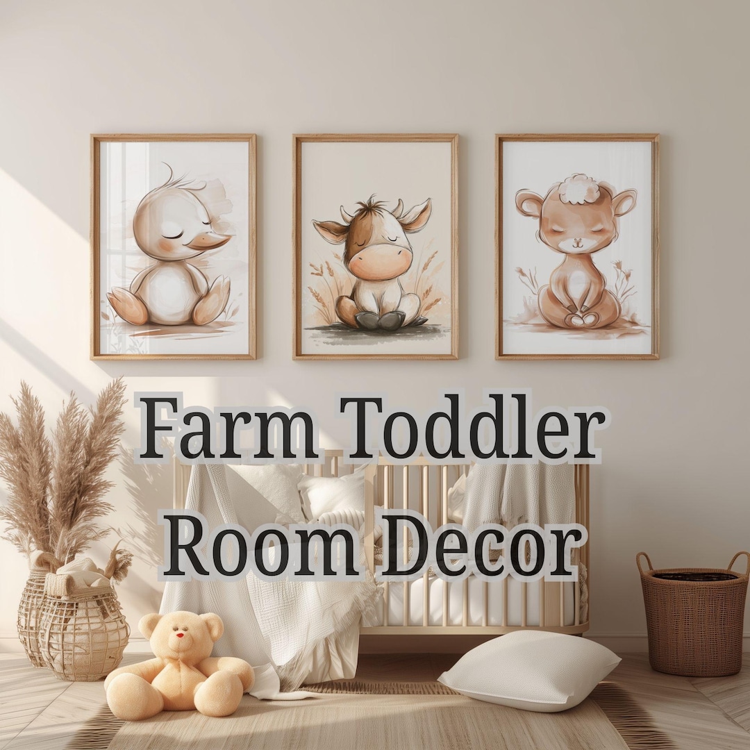 Farm Toddler Room Decor Printable, Farm Animal Nursery Wall Art Set of ...