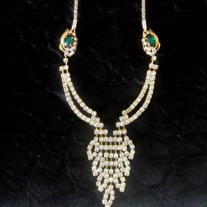 Vintage Style Pendant Necklace with Green Emerald,Diamante Rhinestone Art Deco Jewelry,Necklace,Vintage Gala Jewelry,Wedding themes,OOAK image 8