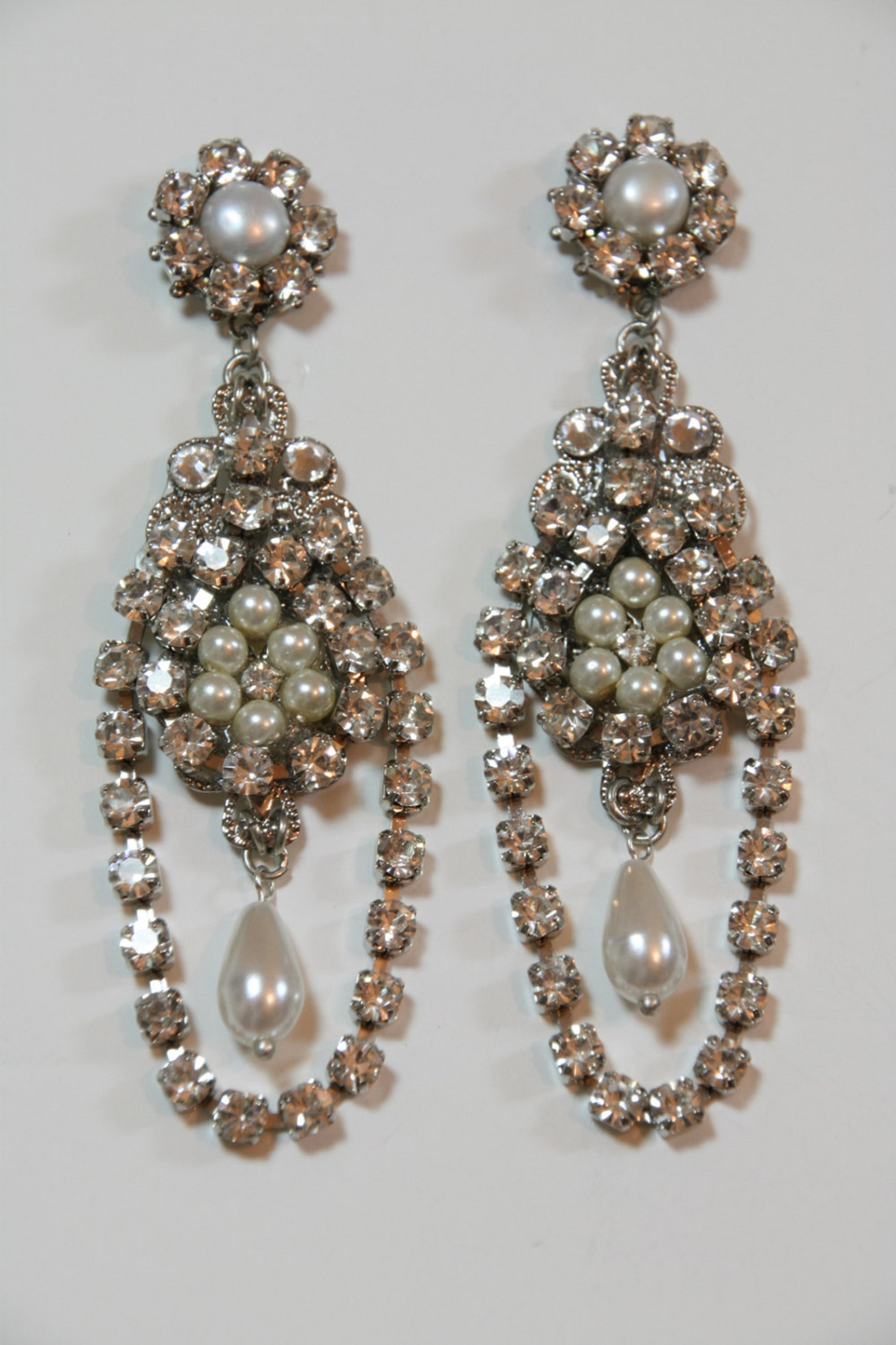 Chandelier Bridal Earringswedding Earrings Pearl Etsy