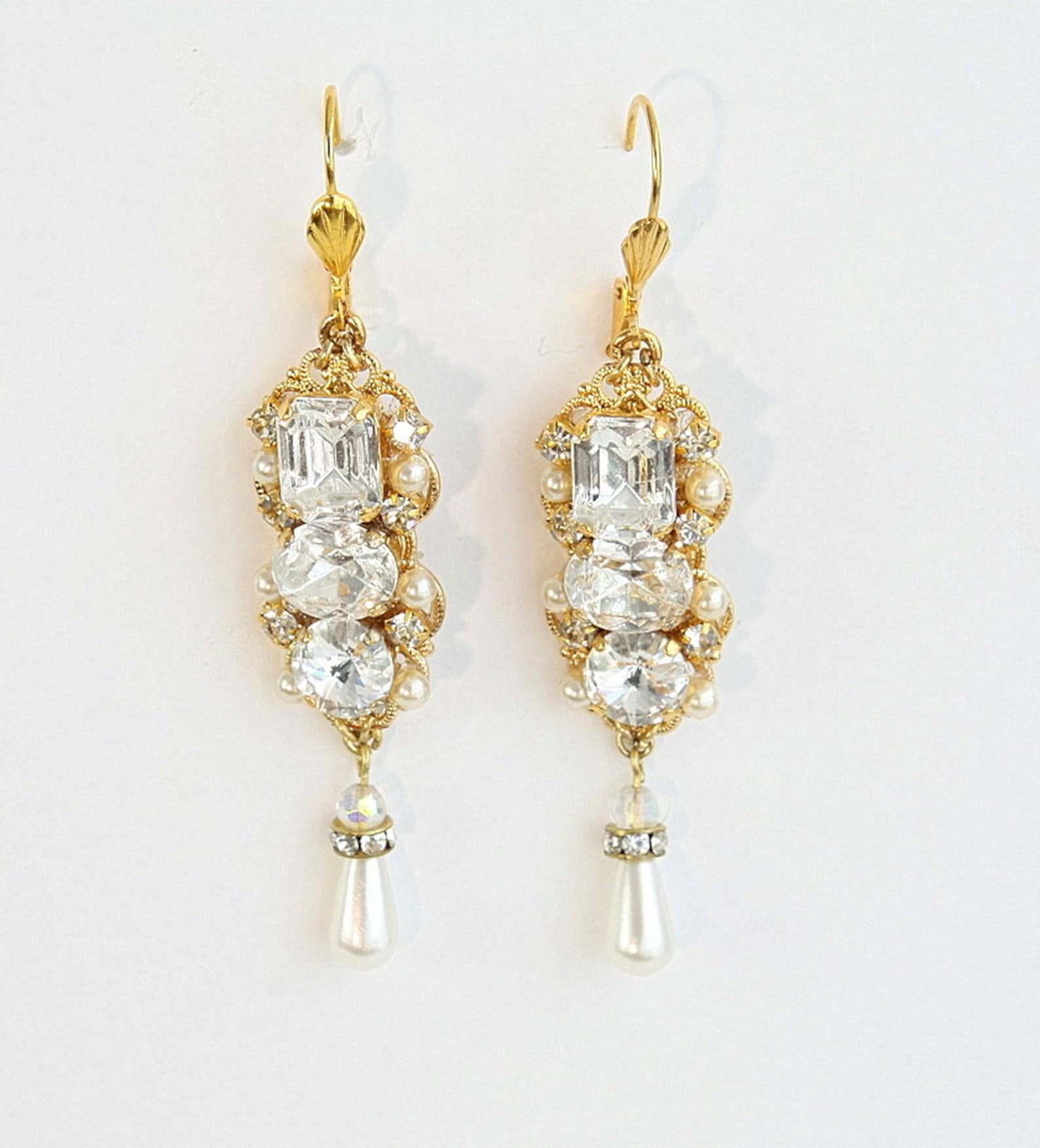 Bridal Earrings Chandelier Wedding Earrings Crystal Deluxe Etsy