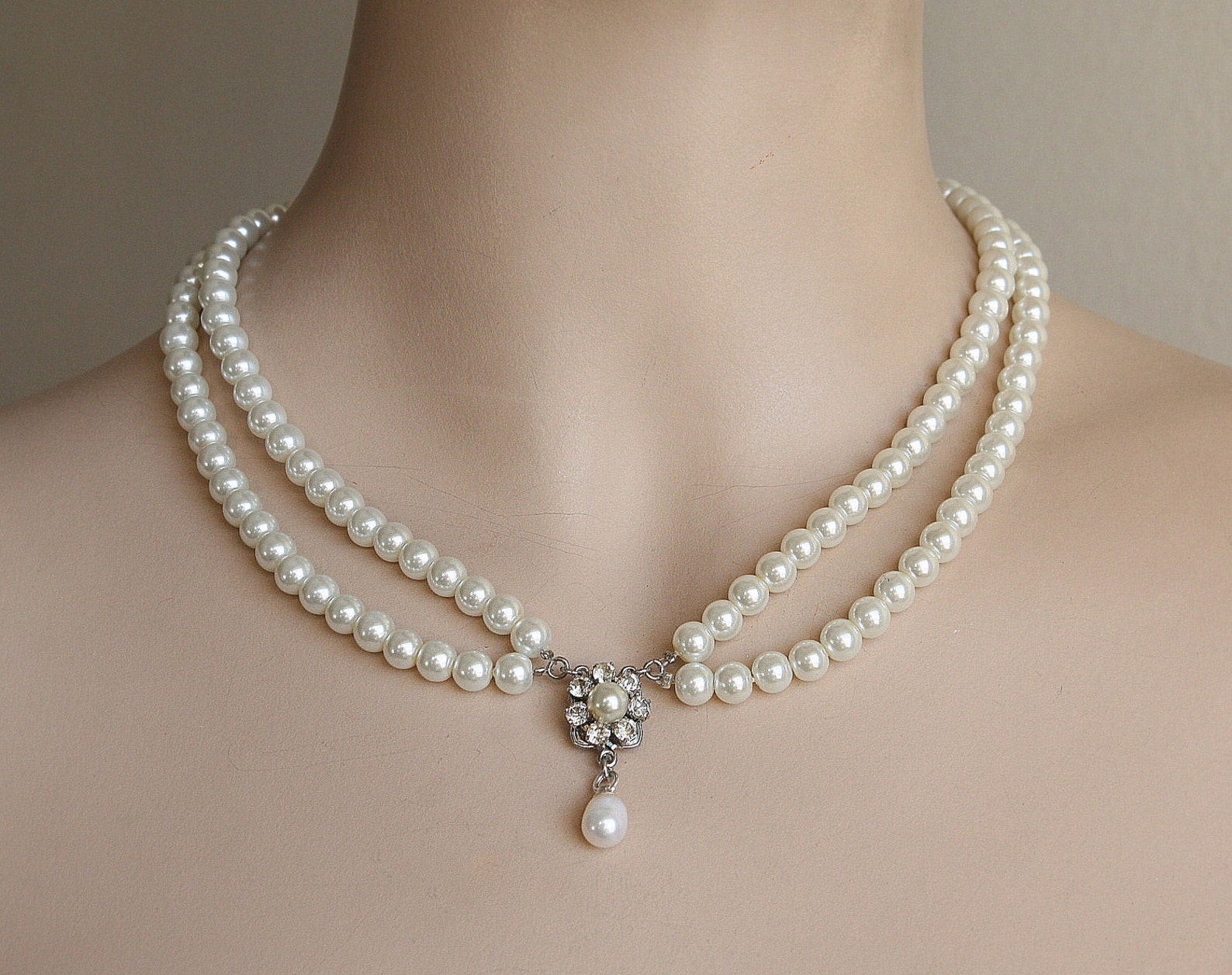 Bridal Necklace Pearl Necklace Victorian Bride Necklace - Etsy