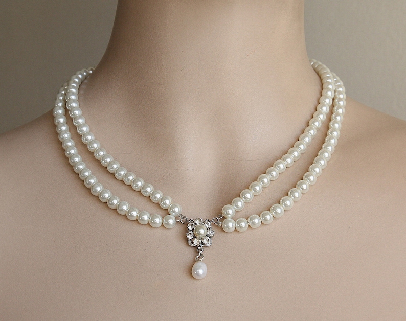 Bridal Necklace Pearl Necklace Victorian Bride Necklace - Etsy