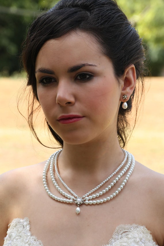Pearls Bridal Necklace Wedding Jewelry Pearls Necklace Vintage