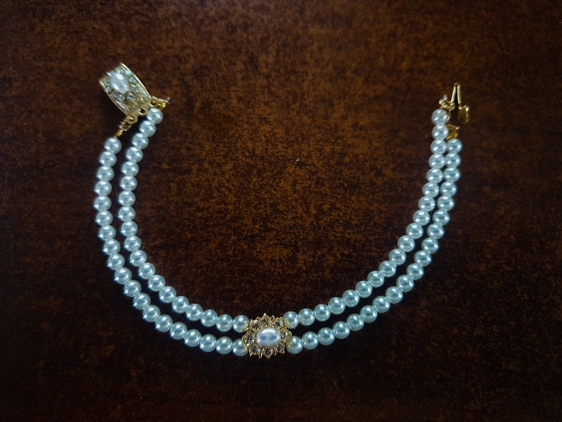 Bridal Bracelet, Rhinestone and Pearls, Victorian Jewelry ,Wedding , Gold OR Silver, Swarovski Rhinestone Crystals, Ivory White Pearls Jane image 8