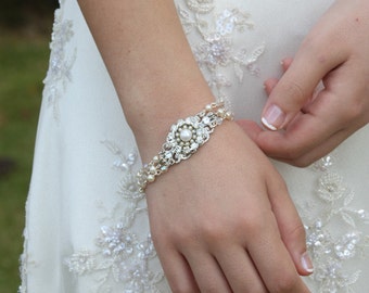 Pearl Bridal Jewelry Set: Victorian Chandelier Earrings & Bracelet