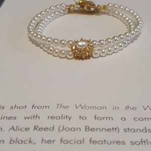 Bridal Bracelet, Rhinestone and Pearls, Victorian Jewelry ,Wedding , Gold OR Silver, Swarovski Rhinestone Crystals, Ivory White Pearls Jane image 7