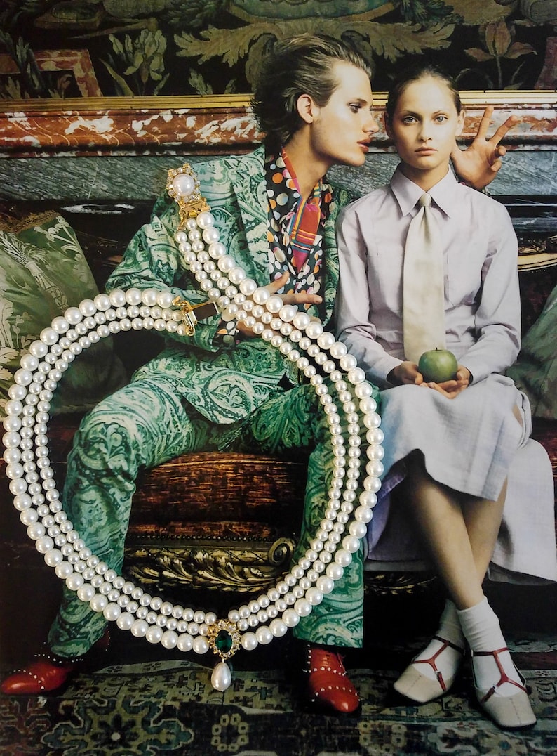 Collana girocollo da sposa con smeraldi e perle: collana da sposa con strass immagine 5