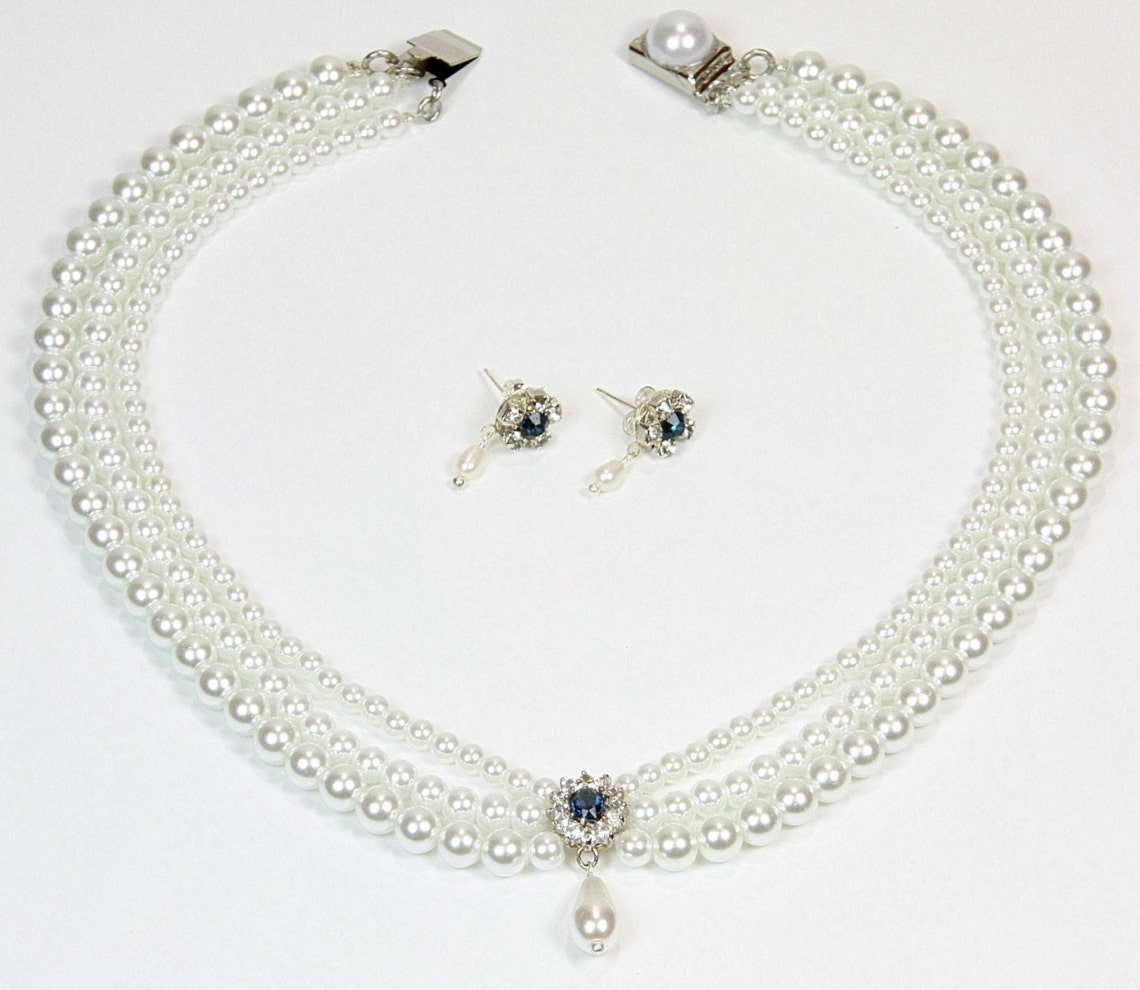 Wedding Set Necklace and Earrings Bridal Set Choker Pearl Drop - Etsy