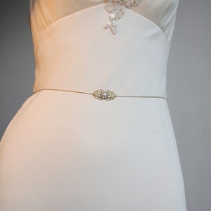 Gold Bridal Belt Sash Rhinestone Crystal Pearls Victorian Vintage Style Jewelry Wedding Dress Belt Accessory Unique Bridal Sash Chain image 2