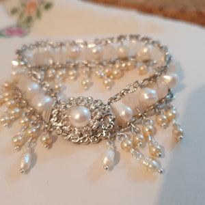 Bridal Bracelet Pearls Wedding Bracelet Rhinestone Vintage Style Bride Bracelet Victorian Jewelry Wedding Jewelry Crystals Bracelet 1920s image 10