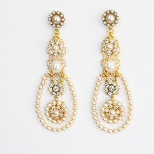 Vintage Style Crystal Chandelier Earrings - 6cm Drop, Silver Rhinestone & Glass Stones - Pierced Studs