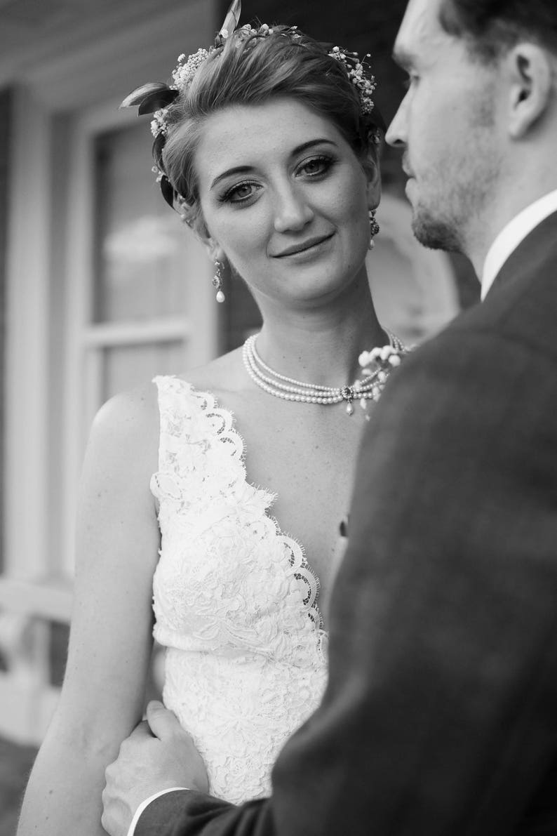 Collana girocollo da sposa con smeraldi e perle: collana da sposa con strass immagine 3