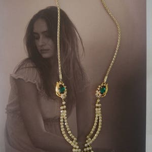 Vintage Style Pendant Necklace with Green Emerald,Diamante Rhinestone Art Deco Jewelry,Necklace,Vintage Gala Jewelry,Wedding themes,OOAK image 6