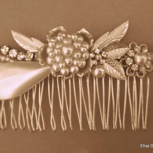 Bridal Golden hair comb Wedding Comb Pearl comb hair wedding hair comb Pearl bride comb wedding hair Rhinestone bridal hair Rhinestone piece image 3