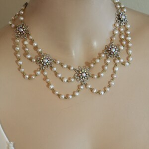 Vintage Pearl Bridal Necklace Champagne Necklace Wedding Pearl - Etsy