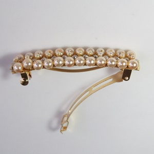 Belle Bridal Wedding Jewelry Golden Barrett Hand Beaded Hair Clip Swarovski Ivory Pearls, Rhinestone Luxe Vintage Headpiece Accessories image 2