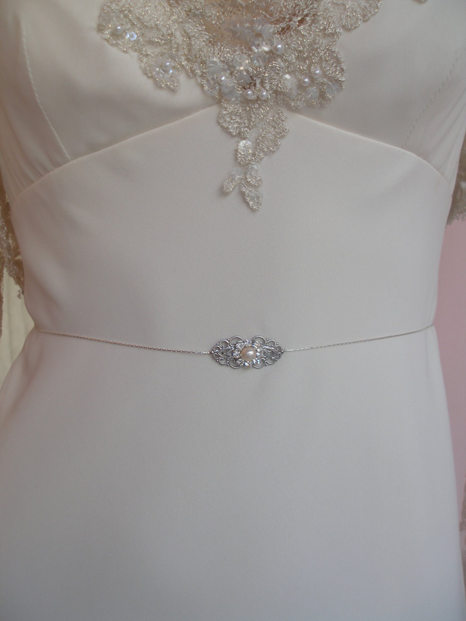 rhinestones silver-plated jewelry line Leaf bridal belt