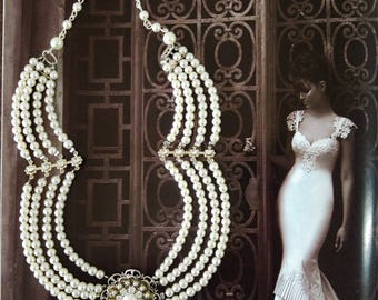 Pearl & Rhinestone Bridal Jewelry Set: Choker, Earrings, Bracelet