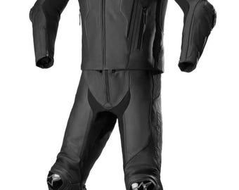 Macacão de motociclismo em couro bovino Alpìnestár – Roupa para pilotagem de motociclismo de competição