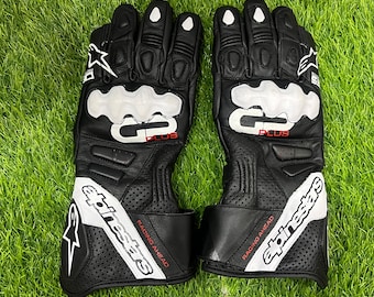 Guantes de moto Alpinestars GP Pro para competición, rojos, blancos y negros, de piel, con certificación CE.