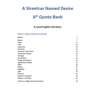 A* Un tranvía llamado deseo - Banco de citas - Literatura inglesa de nivel avanzado - Análisis - AO2 avanzado