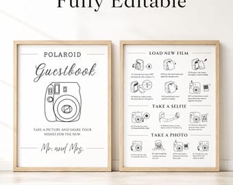 Polaroid Gästebuch Schild, Instax Mini 12 Anleitungs-Schild, Foto-Gästebuch Schild, Hochzeitsgästebuch, Polaroid-Gästebuch Hochzeit