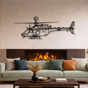 Be*ll OH-58 Ki*owa Warrior Silhouette Metal Wall Art, Military Aircraft Decor, Pilot Gift