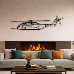 CH-53K King Sta*llion Helicopter Silhouette Metal Wall Art, Military Aircraft Decor