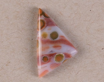 Grade A Gemmy - Natural Designer Ocean Jasper Freeform Triangle Cabochon - Old stock Vein 2 - Translucent Pinks, White, Oranges, Greens