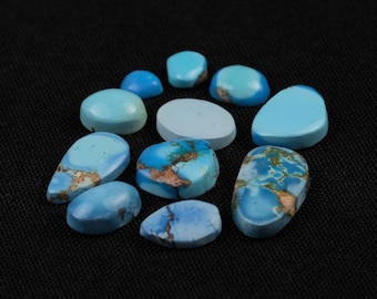 RARE Beautiful 100% Natural Designer SET of 11 Kazakhstan Altyn-Tyube Golden Hill Lavender Turquoise Cabochons Mixed Sizes Unbacked Lot #1