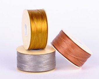 3 x Nylon Nymo Beading Thread 64 Yard Assorted Bobbins Size D - METALS MIX