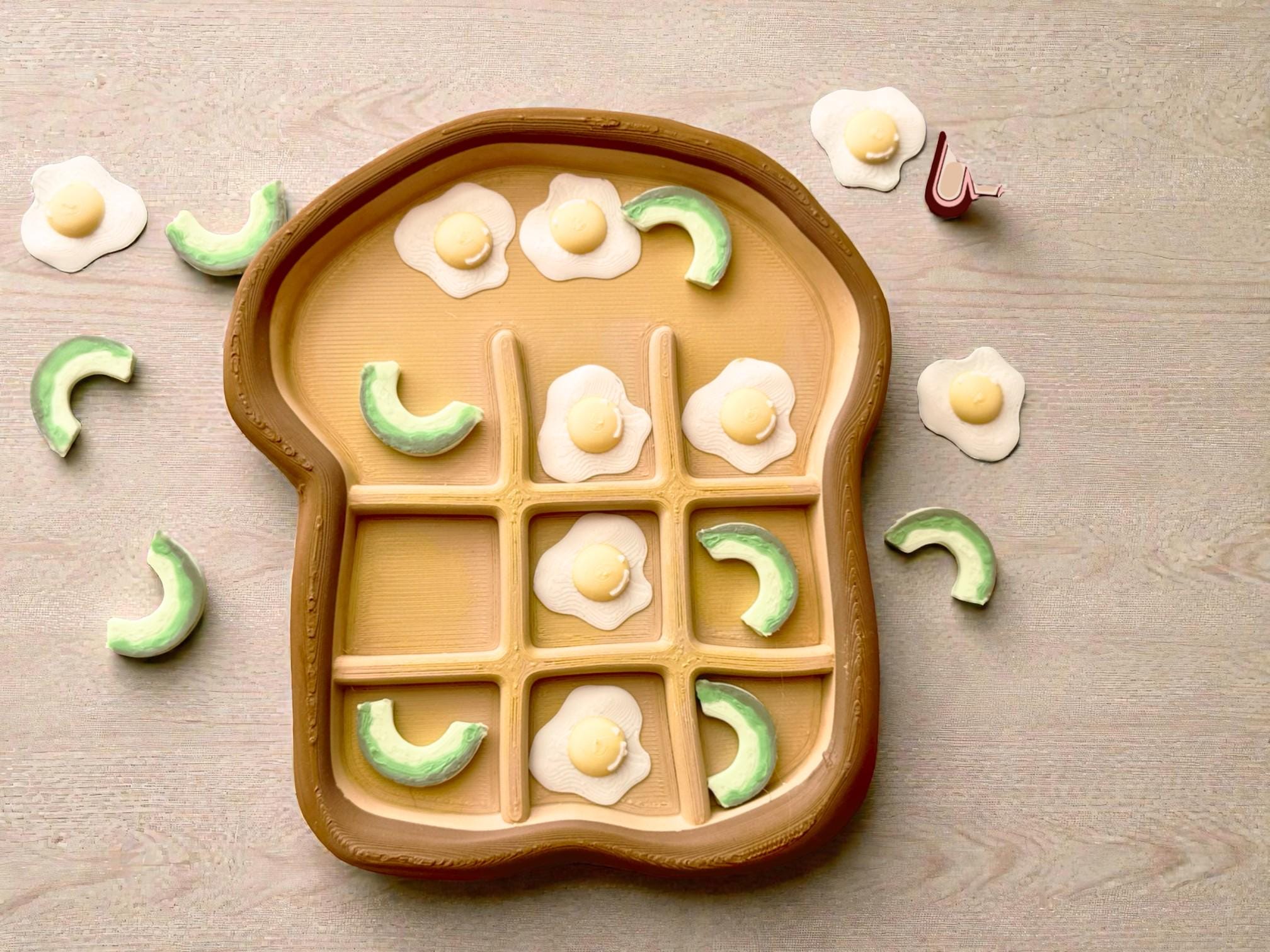 Toast Shape Fun Tic Tac Toe Toast STL File for 3D Printing, Cute Breakfast Theme Board ...