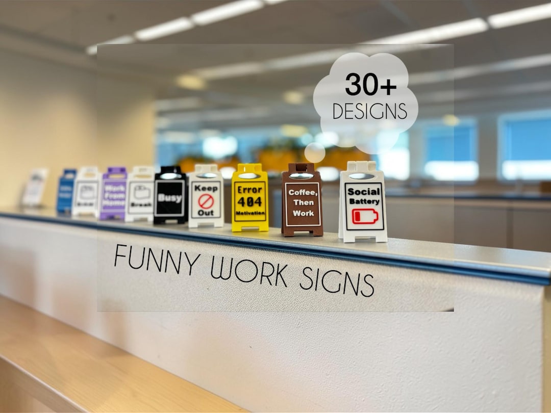 Fall Risk Funny Work Sign Funny Work Signs STL File Bundle 30 Designs for 3D Printing, Office ...