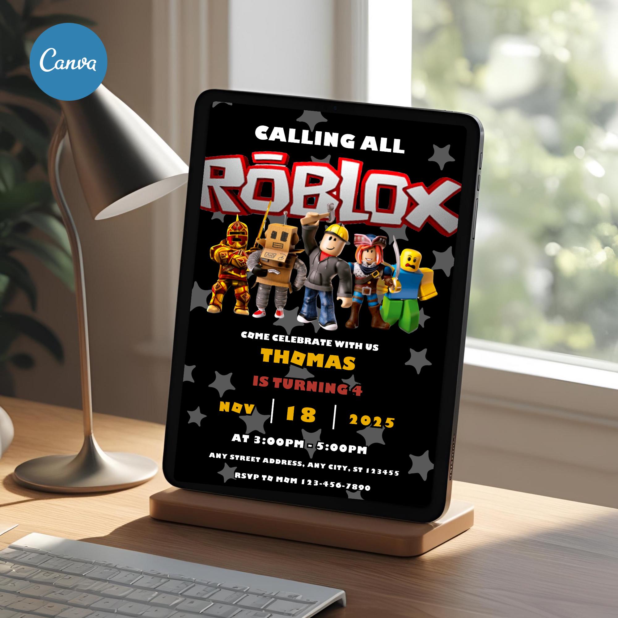 Roblox Birthday Invitation | Editable Gaming Canva Template (digital ...