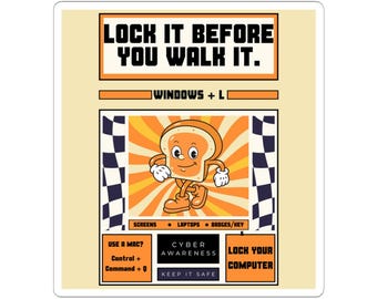 Cyber Awareness Kiss-Cut Sticker: Lock Your Computer