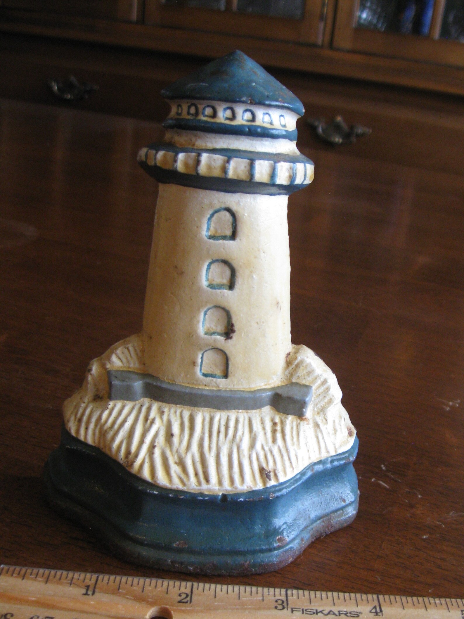 Small Painted Cast Iron Lighthouse Door Stop With Wedge Back Etsy