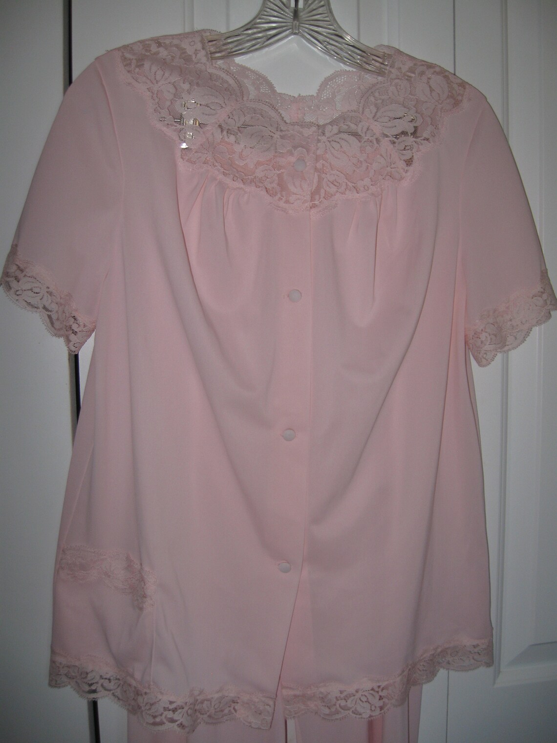 Vintage Vanity Fair Nylon Tricot Pajamas Pink Lace Trimmed Etsy