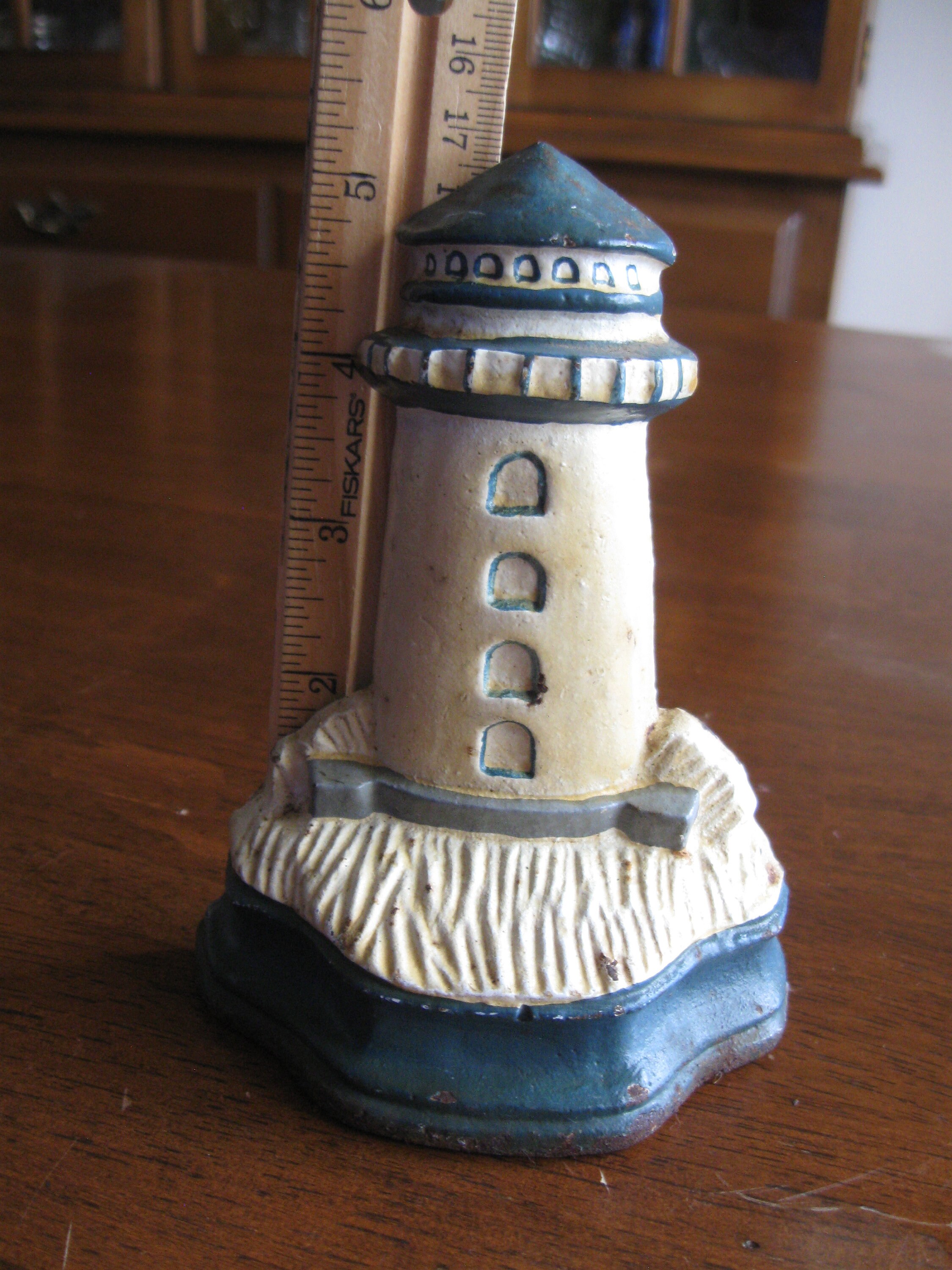 Small Painted Cast Iron Lighthouse Door Stop With Wedge Back Etsy