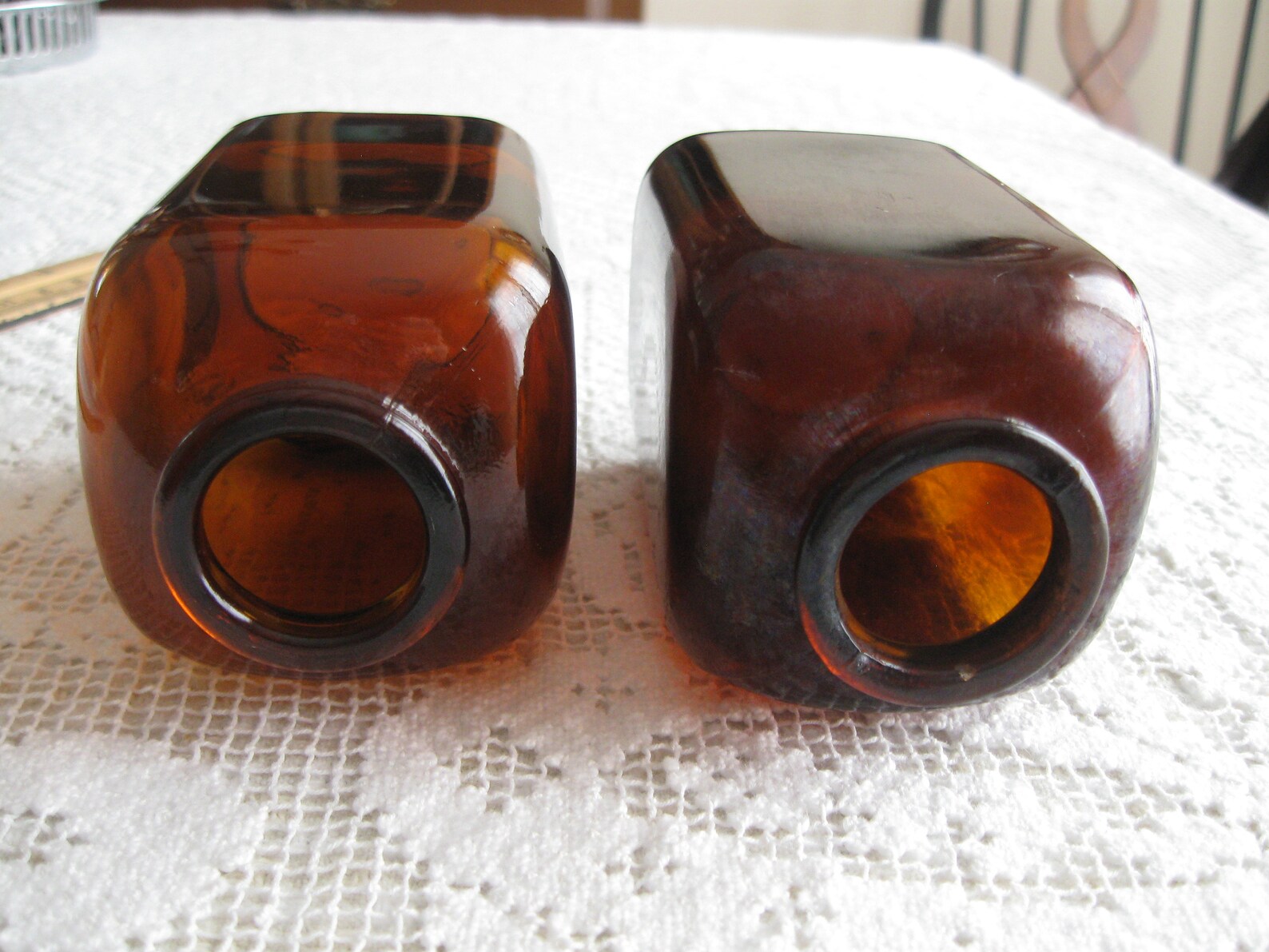 Pair of Vintage Brown Glass Snuff Bottles Etsy