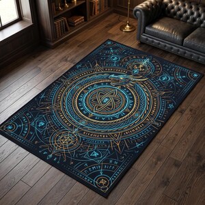 Mystic Dragon Ouroboros Rug, Arcane Symbol Carpet, Fantasy Rune Circle Rug, Magical Serpent Design, Dark Fantasy Decor