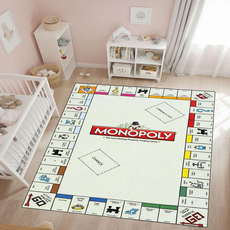 Monopaly Rug Monopoly Board Rug, Classic Game Room Carpet, Iconic Property Trading ...
