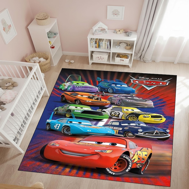 Face Rug Cars Disney Pixar Cars Rug – Lightning Mcqueen Kids Room Carpet – Cars Movie ...