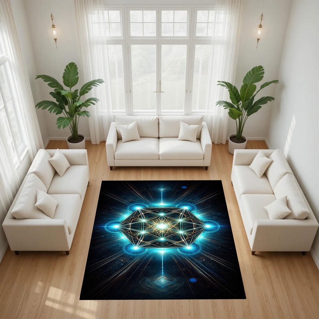 Metatron Cube Rug Metatron Cube Rug, Sacred Geometry Cosmic Energy Carpet, Futuristic ...