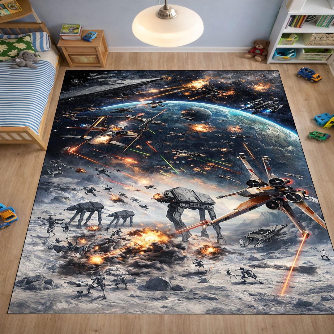 Epic Rug Epic Space Battle Rug, Sci-fi Galaxy War Carpet, Futuristic Spaceship ...