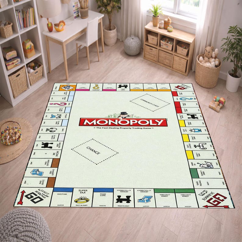 Monopaly Rug Monopoly Board Rug, Classic Game Room Carpet, Iconic Property Trading ...